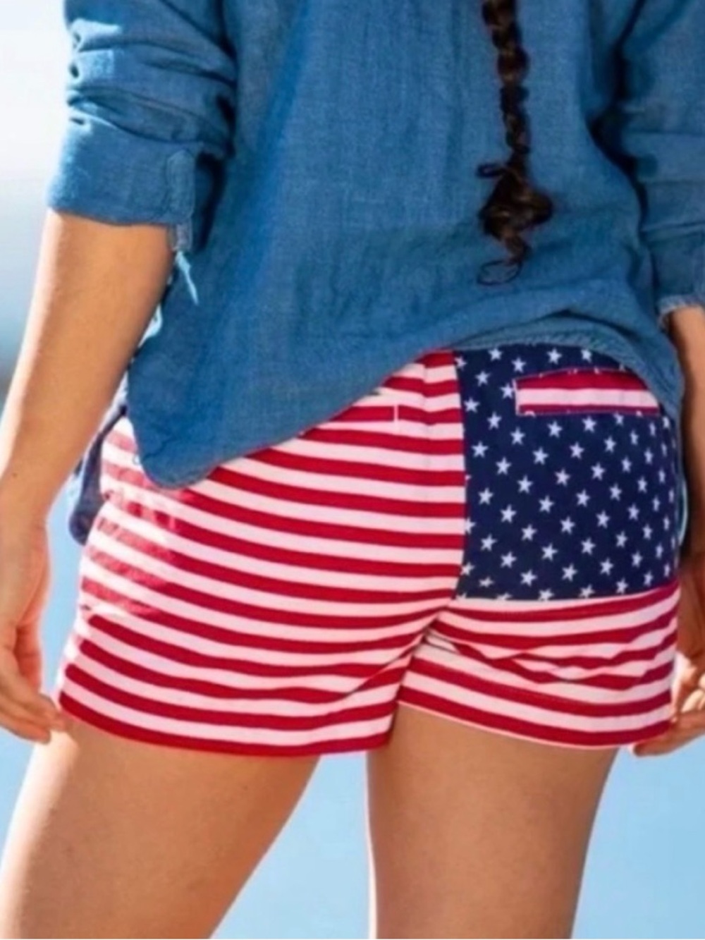 Women's Chubbies Miss Merica Shorts Size 4 American Flag Patriotic Stars Stripes